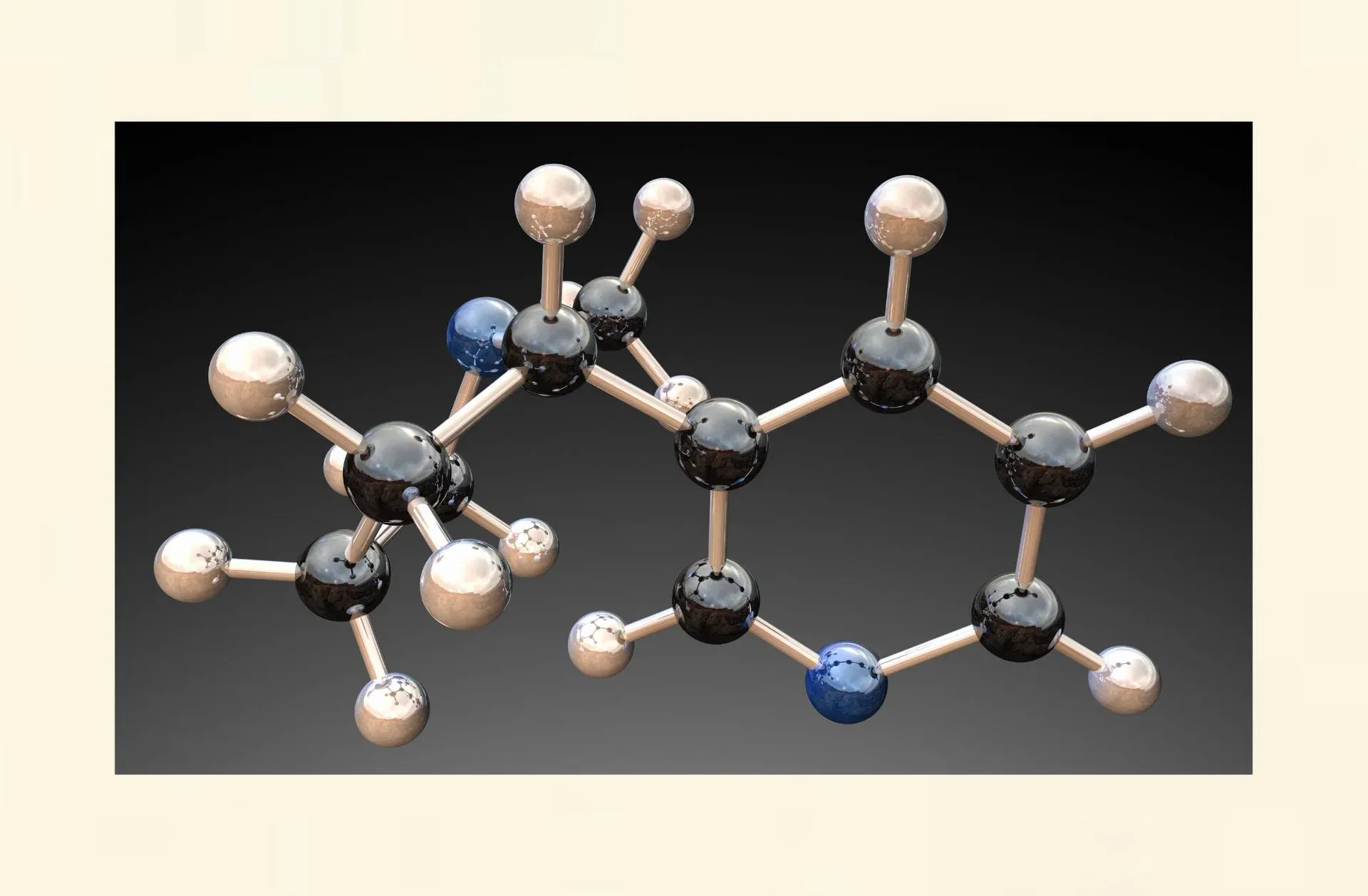 Chemische Struktur von Nikotin – Alkaloid mit schneller Wirkung auf das Nervensystem bei Nikotinsucht