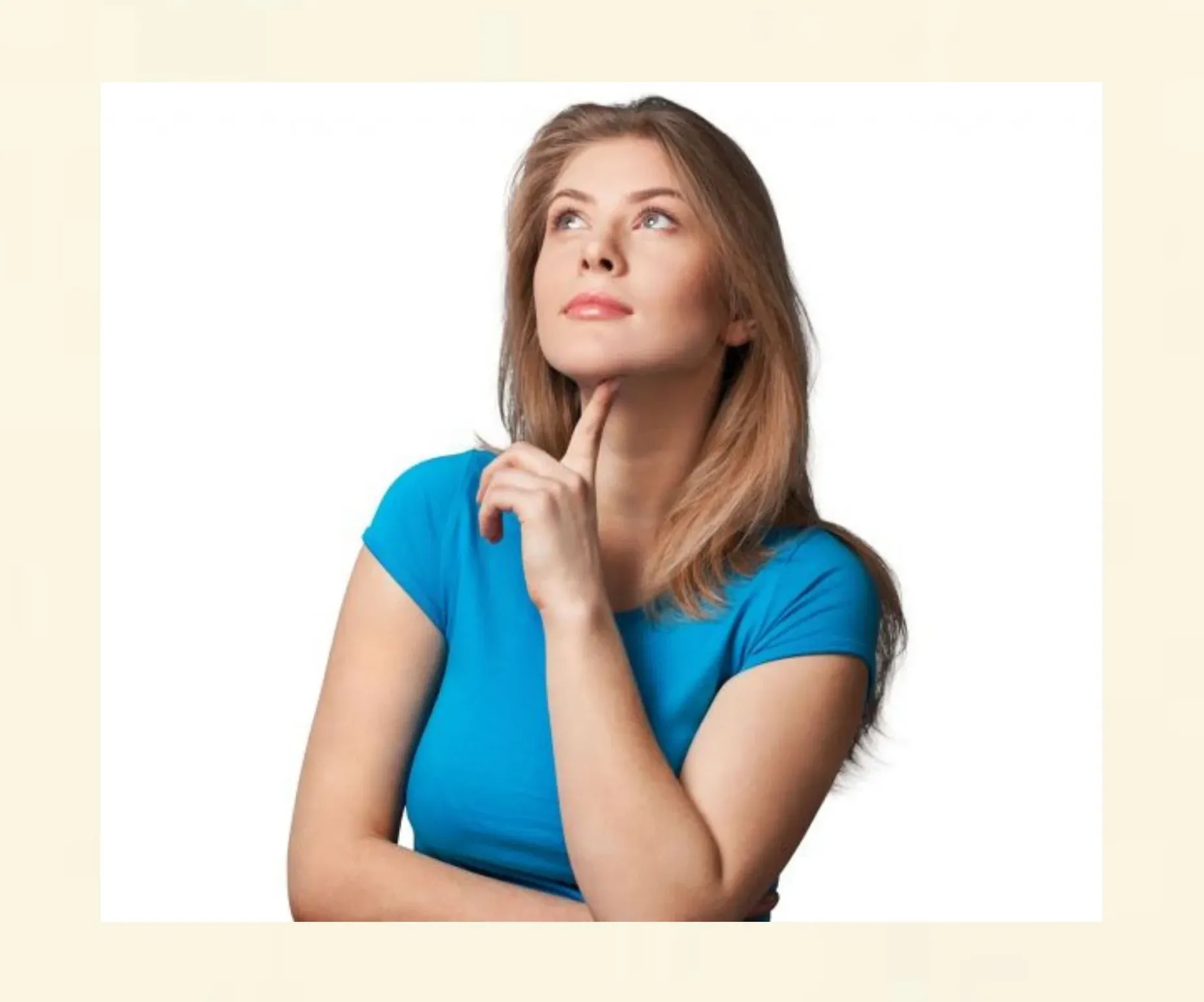 Frau mit nachdenklichem Blick – Fragen bei der Suche nach einem guten Hypnotiseur