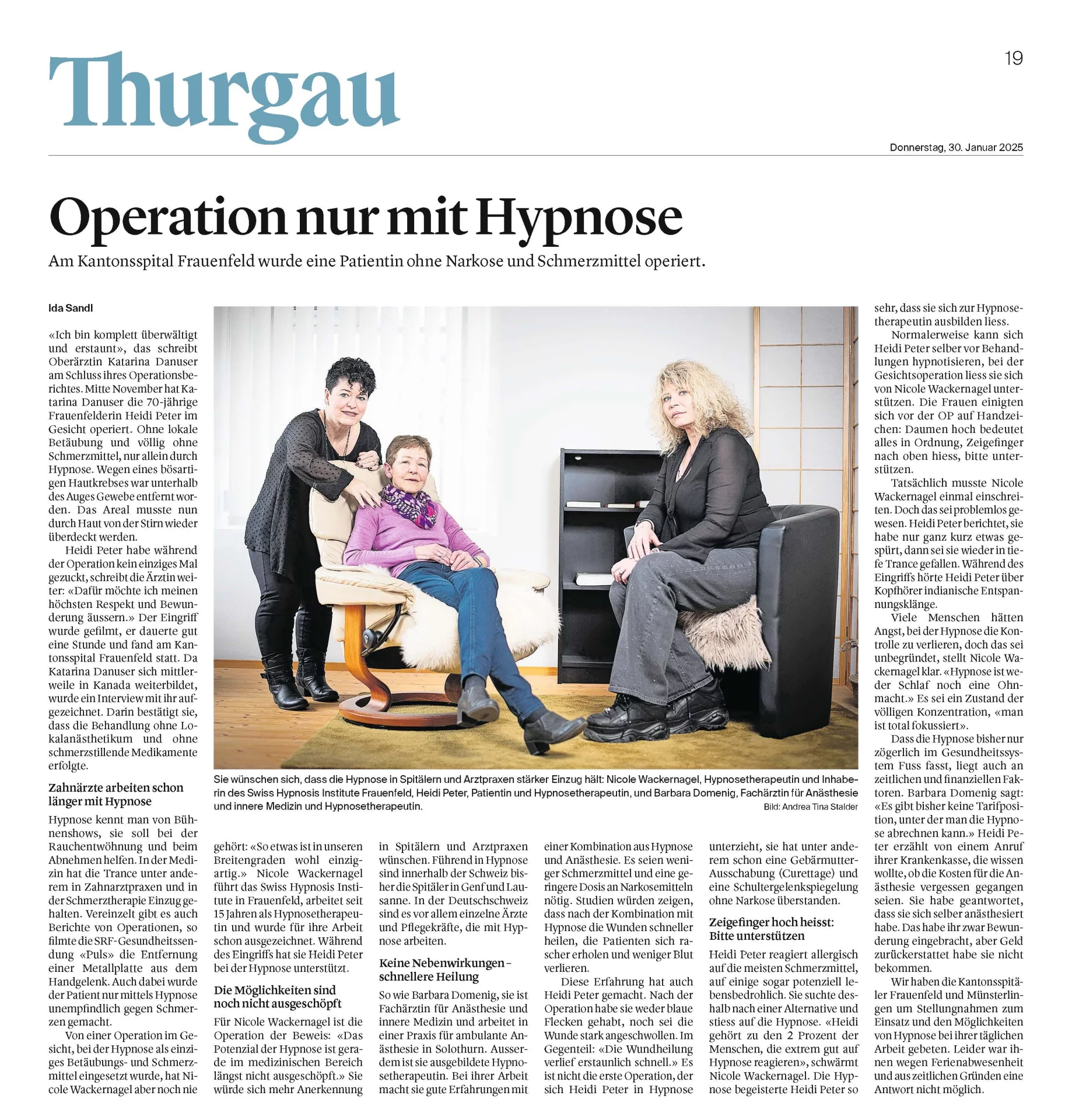 Thurgauer zeitung 2025 - Schmerzkontrolle - Nicole Wackernagel