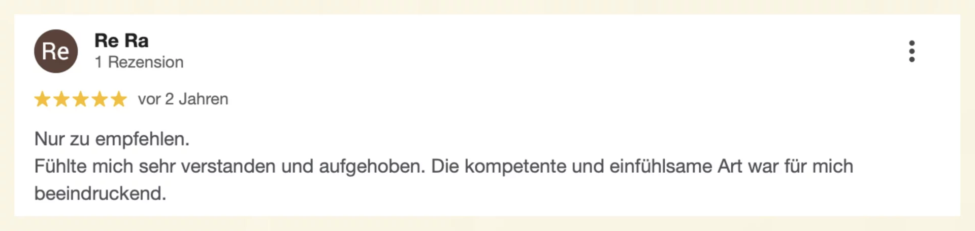 Google-Rezension über medizinische Hypnose bei Nicole Wackernagel, Hypnosetherapeutin im Hypnosecenter Vita Libera Frauenfeld – echte Erfahrung einer Klientin mit Hypnosetherapie.